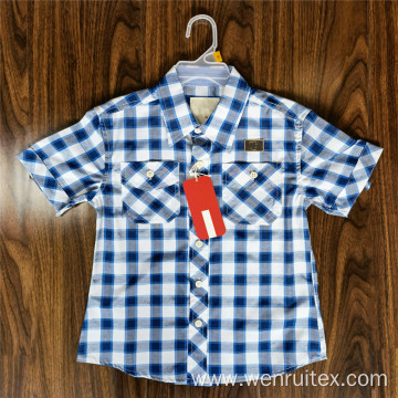 Elegant Printed Plaid Short Sleeve Cotton Shirts